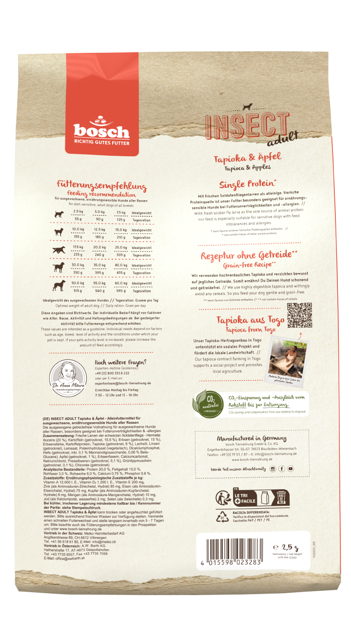 bosch Hunde-Trockenfutter HPC Insect Adult Tapioka & Äpfel